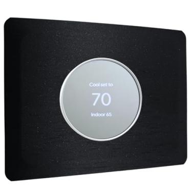 Imagem de Placa de parede retangular preta ônix para termostato Google Nest versão 2020, peça de acabamento de textura