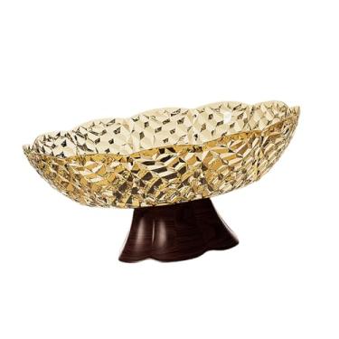 Imagem de Generic Fruteira Balcão de Cozinha Minimalista Moderno para Decoração de Casa Bandeja de Frutas com Pés para Sobremesas Vegetais Mesa de Jantar Cozinha, L Brown