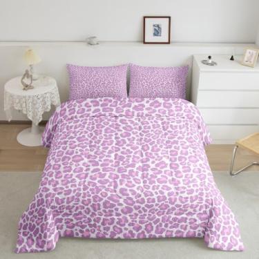 Imagem de Erosebridal Jogo de cama casal de leopardo, para adolescentes e adultos, mulheres, estampa de guepardo, estampa abstrata, vida selvagem, edredom com 2 fronhas, microfibra macia