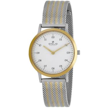 Imagem de Relógio Oslo Feminino Slim Bicolor Aço Safira 32MM