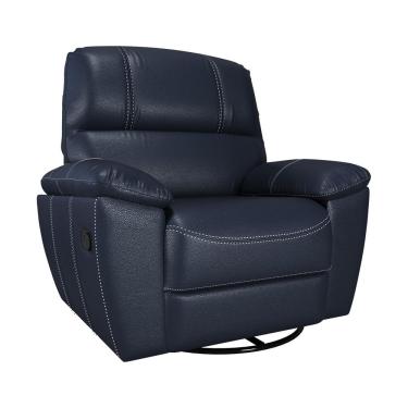 Imagem de Poltrona do Papai Reclinável Giratória Armênia Glider Mecânico Couro Azul - Gran Belo