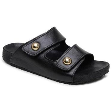 Imagem de Papete Sandália Feminina Atenas Couro Legítimo Conforto Verão Tiras Ajustáveis-Feminino