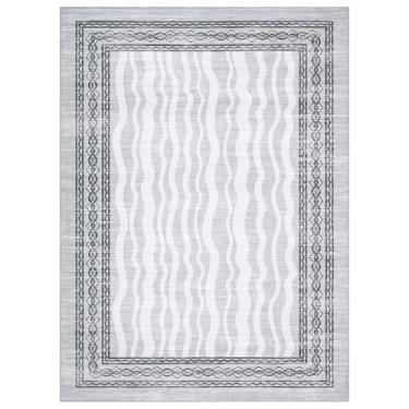 Imagem de GarveeHome Tapetes de área de 22 x 30,5 cm para sala de estar, tapete grande, moderno, bordado, estampado, tapete para quarto, contemporâneo, lavável à máquina, tapetes baixos para sala de jantar