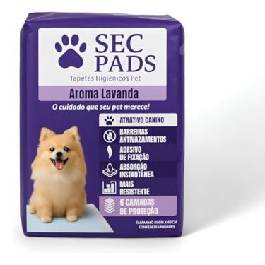 Imagem de Tapete Pet Higiênico Cachorro Tapetinho Educativo Seca Rápido Com Cheiro Aroma Lavanda Pacote 30 unidades 80x60 SecPads