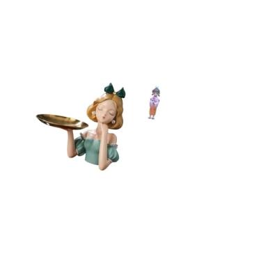 Imagem de Fenteer Estátua de Princesa Kabuki de Resina, Porta-chaves, Bandeja, Arte Moderna, Elegante, Multiuso, Doces, Bandeja para Armazenamento de Chaves, Quimono Ja