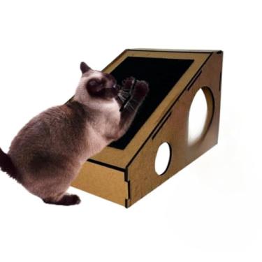 Imagem de Arranhadores para Gatos, Rampa de Acesso Pet Arranhador Desgaste de Unhas Escada Subida em Sofás E Camas 3 em 1(Mdf Cru)