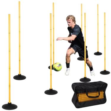 Imagem de Neoaider Bases de agilidade de 1,8 m para futebol, basquete, rúgbi, cachorro, pacote com 8 bastões de agilidade destacáveis com bases de borracha, uso interno e externo para treinamento