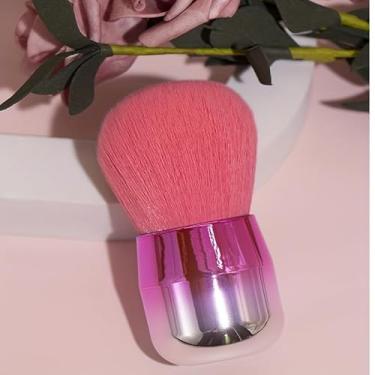 Imagem de Pincel de maquiagem colorido em pó solto, cerdas sintéticas, pó de mistura de pluffy, corretivo cosmético, pincel de blush (rosa)