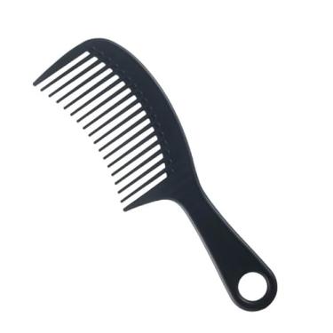 Imagem de Pente de cabelo de dentes largos, alça ergonômica durável para desembaraçar cabelos encaracolados, estilo molhado e seco, viagens de salão, preto