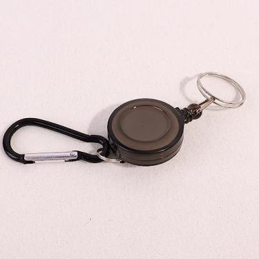 Imagem de Chaveiro retrátil, carretel de chaveiro, suporte de crachá de nylon retrátil resistente com clipe para chave (preto)