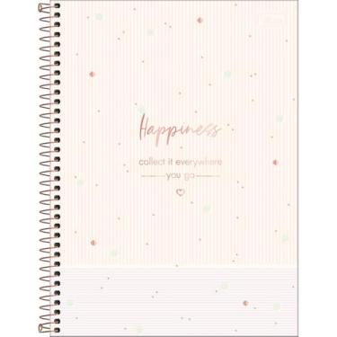 Imagem de Tilibra - Caderno Espiral Capa Dura Universitário 10 Matérias Soho 160 Folhas - Listras Rosa e Lilás Happiness