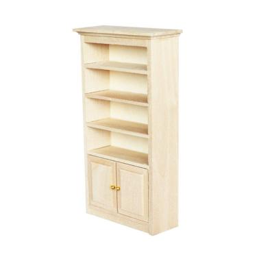 Imagem de Armário de madeira Dollhouse 1:12 em miniatura - armazenamento de 5 prateleiras