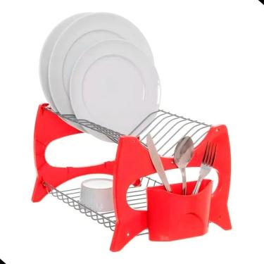 Imagem de 2X Escorredor De 13 Pratos Duplo Com Porta Talher E Copos Co