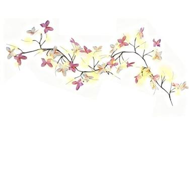 Imagem de Lâmpada de Rattan em Forma de LED Flexível Borboleta Flor Folhas Decoração Interna Arranjo de Parede Luz de Atmosfera (Borboleta Colorida)