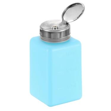 Imagem de Dispensador de álcool solvente 180 ml (173 g) removedor de esmalte de unha dispensador de líquido com cabeça de pressão de aço inoxidável para removedor de esmalte de acetona, azul