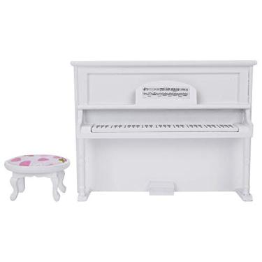 Imagem de Zerodis Mini Casa de Bonecas Piano bebê Produtos para Maternidade Brinquedos Infantis Bonecas e Brinquedos de Pelúcia e Modelo de Pelúcia Com Banco Acessório de Casa de Requintado para de Em Escala
