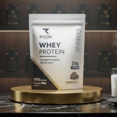 Imagem de Whey Protein com Colageno Hidrosilado e Aminoácidos Essenciais Rook Sabor Morango Chocolate Cookies 900g Suplemento Concentrado Proteína Concentrada (Cookies)