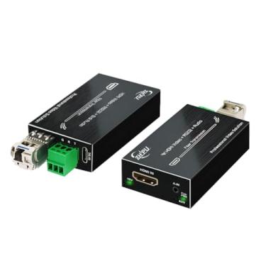 Imagem de Zhpuostd Mini extensor de fibra HDMI 4K com RS232 e áudio, sinal de vídeo sem perda de atraso zero de 10,2 Gbps até 20 km, conversor de fibra óptica de modo único para home theater e tela grande