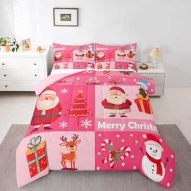 Imagem de Feelyou Conjunto de edredom infantil de Natal, decoração de Natal, edredom para quarto de crianças, meninos, meninas, feliz ano novo, microfibra ultramacia e respirável