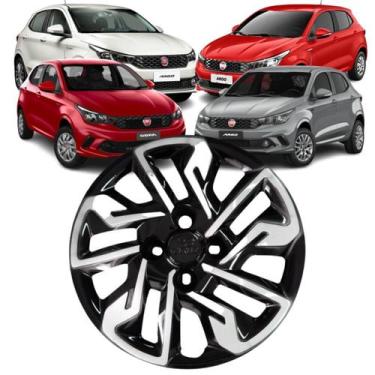 Imagem de 1 Calota Modelo Argo 2020 Aro 14 Preto/Prata Cubo Baixo Parafuso Grid