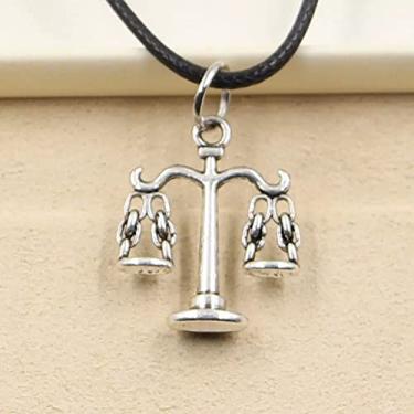 Imagem de EDCRFV Pingente tibetano cor prata libra pingente berloque cordão de couro preto feito à mão