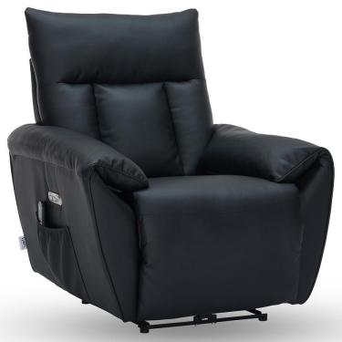 Imagem de Poltrona Do Papai Reclinável Elétrica Com Massagem E Aquecimento Velutti L07 Couríssimo Preto - Lyam