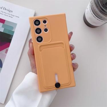 Imagem de Capa de silicone com porta-cartões para Samsung Galaxy S24 S23 S22 S21 S20 Fe Ultra Plus A02 A12 A21s A22 A32 A52 A72 A51 A71 (para Samsung S24Ultra/Laranja)