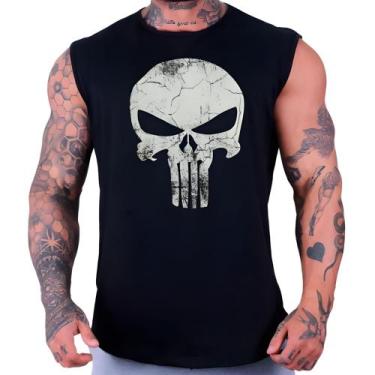 Imagem de Regata Machão Estampada Caveira Justiceiro Pitbull Skull Fitness Trein