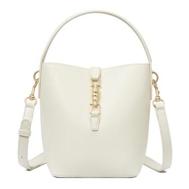 Imagem de BOSTANTEN Bolsa pequena para mulheres, bolsas transversais, bolsas de ombro modernas de couro vegano, bolsas femininas de designer, Branco