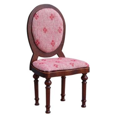 Imagem de harayaa Cadeira para casa de bonecas em escala 1/12, móveis em miniatura, coleções, diorama, cadeira de encosto alto em miniatura para decoração de