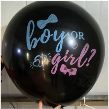 Imagem de Balões espessos de revelação de gênero – 2 peças de balões de confete reveladores de gênero com confetes rosa e azul – balões pretos reveladores de gênero de 91 cm, perfeitos para fotos e sessões de