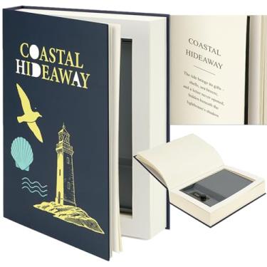 Imagem de Cofre decorativo grande para livros com cadeado de combinação, 27 x 19 cm, caixa de desvio oculta para dinheiro, telefone, passaporte, objetos de valor – estante de livros de escritório em casa