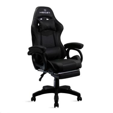 Imagem de Cadeira Gamer Preto Healer Level Reclinável Giratória com apoio de pés