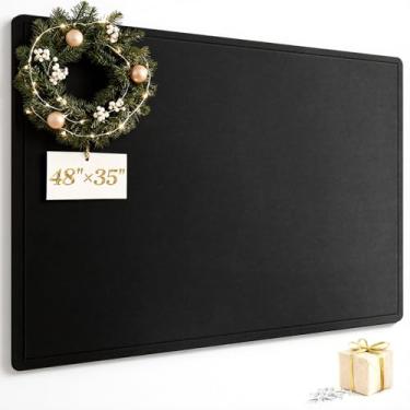 Imagem de Quadro de avisos, quadro decorativo de cortiça de feltro de 122 x 89 cm com pinos, quadro de pinos de feltro dobrável, quadro de exibição de fotos para escritório, casa, escola