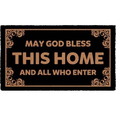 Imagem de AIKONGNICE May God Bless This Home and All Who Enter Welcome Tapete de borracha exterior interior para entrada interna antiderrapante borracha traseira presente novidade 76 x 43 cm