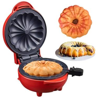 Imagem de Fazedor de bolos mini Portátil 110V Cozimento Rápido Fácil de Usar Ideal para Bolos Pequenos e Sobremesas Presente Criativo para Cozinha Máquina Elétrica para Bolos Mini (Vermelho)