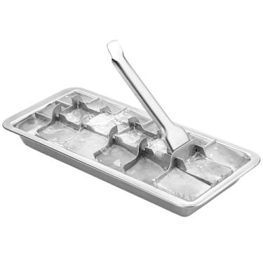 Imagem de Bandeja de gelo de metal, molde de gelo faça você mesmo com 18 compartimentos, máquina de cubos de gelo de aço inoxidável com divisória, perfeita para uso em casa, bar e restaurante