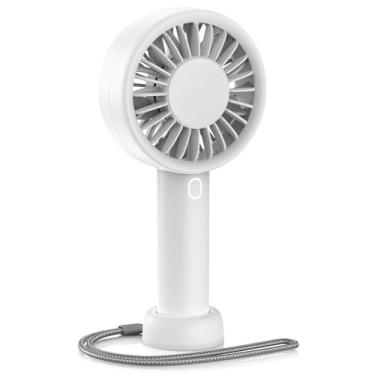 Imagem de Mizong Ventilador portátil portátil, ventilador pessoal USB recarregável, operado por bateria 10H, tempo de resfriamento, mini design pequeno com base para desktop/viagem/ao ar livre/férias/concertos