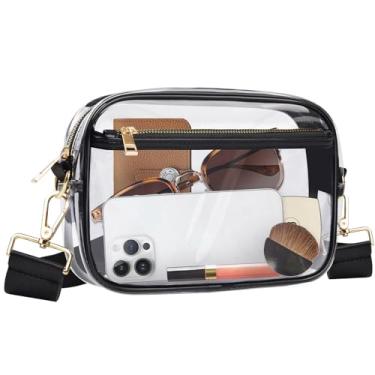 Imagem de Aodotx Bolsa transparente aprovada para estádios, bolsas transversais transparentes para shows, esportes, festivais, Preto, 160 cubic inches