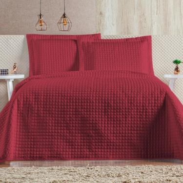 Imagem de Cobre Leito 3 Peças Queen Percal 200 Fios Plata 100% Poliéster - Vermelho