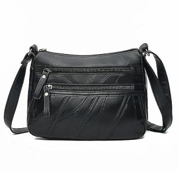 Imagem de Bolsas vintage para mulheres Bolsa transversal Couro PU de ombro hobo grandes com fechamento zipper Cintos ajustáveis Armazenamento categorizado trabalho escola encontros compras Leve