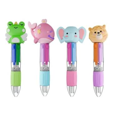 Imagem de Kit 4 Canetas Esferográficas Ponta Retrátil 4 em 1 Fun Mini Escolar Conjunto Cores Escrever Aluno