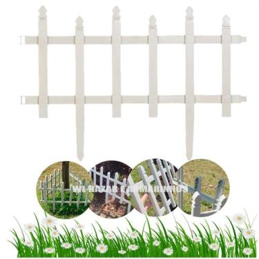 Imagem de Kit 10 Cercas Brancas De Plástico Tipo Madeira Colonial - WL ORNAMENTO