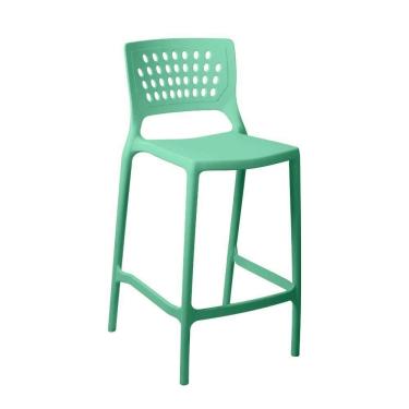 Imagem de Banqueta Alta Para Bancada E Cozinha Turquesa Pastel Empilhável Marte Em Polipropileno Acrilys