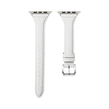 Imagem de Pulseira De Couro Slim Para Apple Watch Band 40mm 41mm 44mm 45mm 42mm 