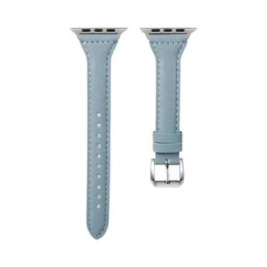 Imagem de Pulseira De Couro Slim Para Apple Watch Band 40mm 41mm 44mm 45mm 42mm 