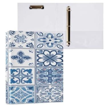 Imagem de Blueangle Pacote com 2 fichários estilo Portugal com 3 argolas de 3 cm, fichários de prancheta com 2 bolsos, fichário decorativo com 3 anéis para material de escritório (537)
