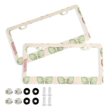 Imagem de SEHANY Lindas molduras de placa de licença de arco rosa, capas de moldura de alumínio à prova de ferrugem com orifícios elípticos e parafusos, serve para acessórios de carro de tamanho padrão de