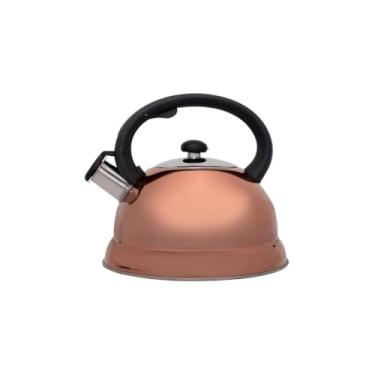 Imagem de Chaleira Inox com Apito, 3 Litros, Bronze, Aço Inoxidável, Base Larga, para Fogão a Gás, Elétrico e Indução