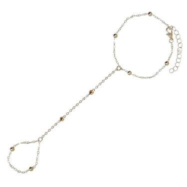 Imagem de Nextpal Pulseira de corrente de mão dourada, corrente moderna de anel para pulso para mulheres, joias de corpo simples, joias delicadas para mulheres, acessórios de pulseira de dedo vintage